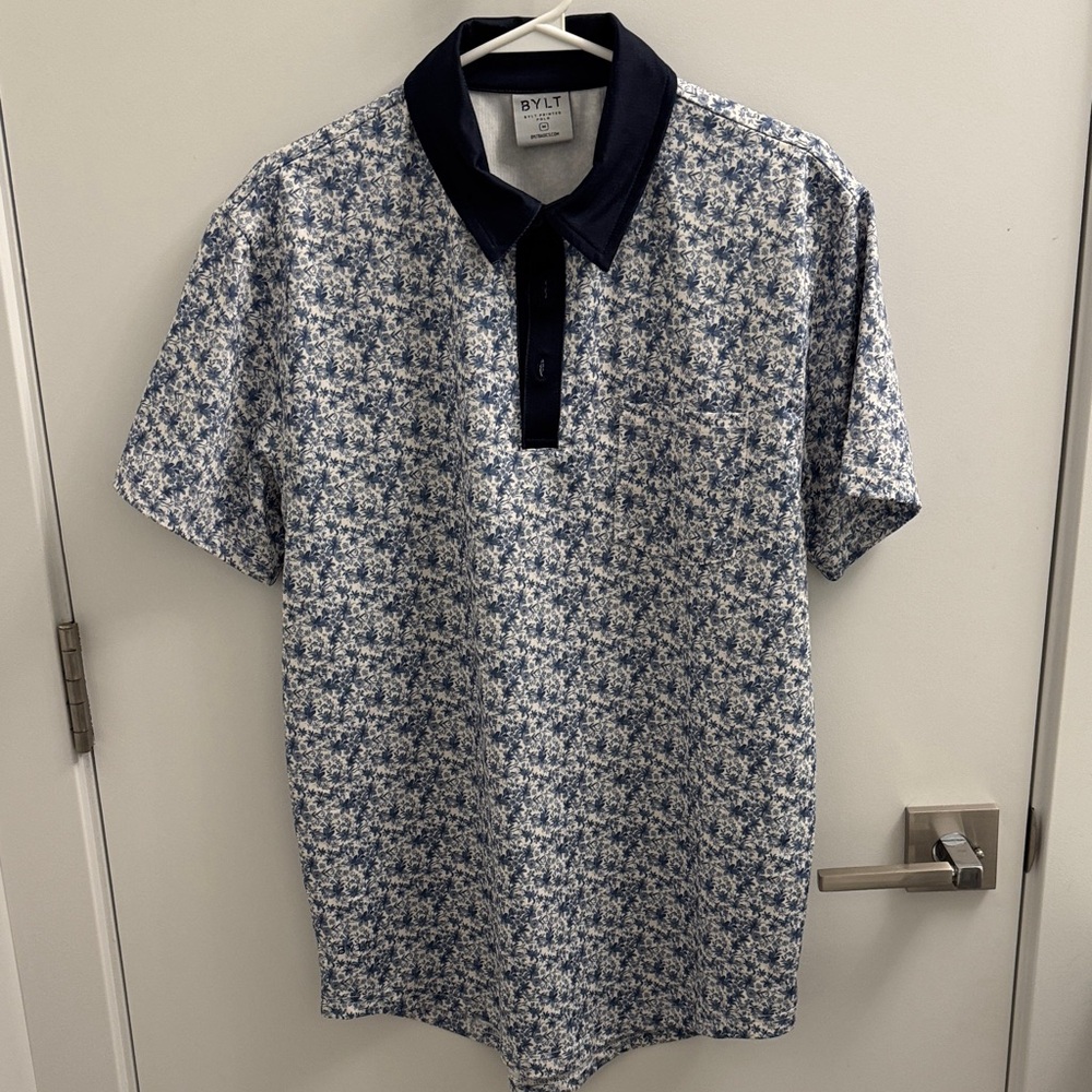 BYLT Basics Navy and White Floral Polo